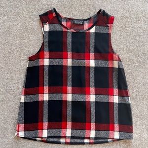Plaid silky feeling (polyester) tank, size XS, like new.